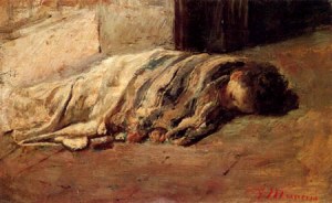 "Sleeping Boy" by Antonio Mancini Private Collection
